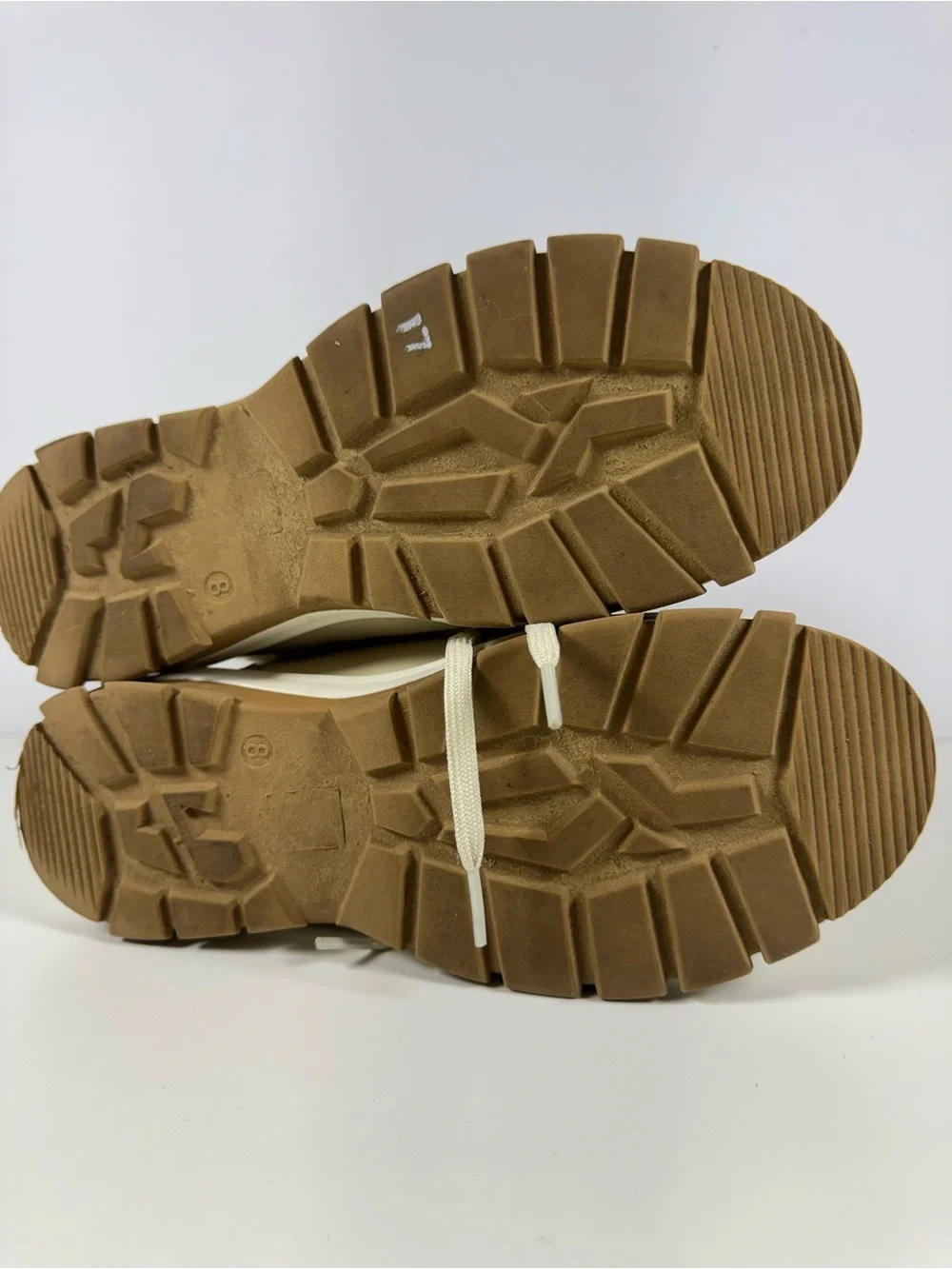 Target Women's Sherpa Lace-Up Winter Boots in Cream and Brown